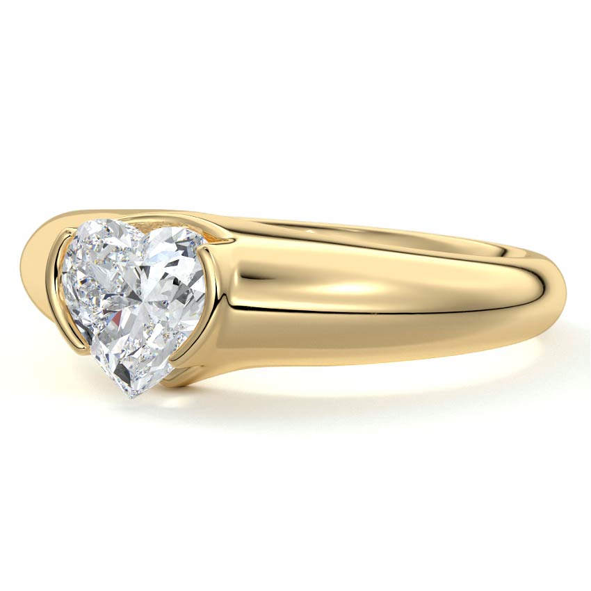 Yellow gold Heart Diamond Solitaire Engagement Ring with Bezel-Inspired Setting