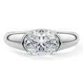 White gold Oval Diamond Solitaire Engagement Ring with Bezel-Inspired Setting