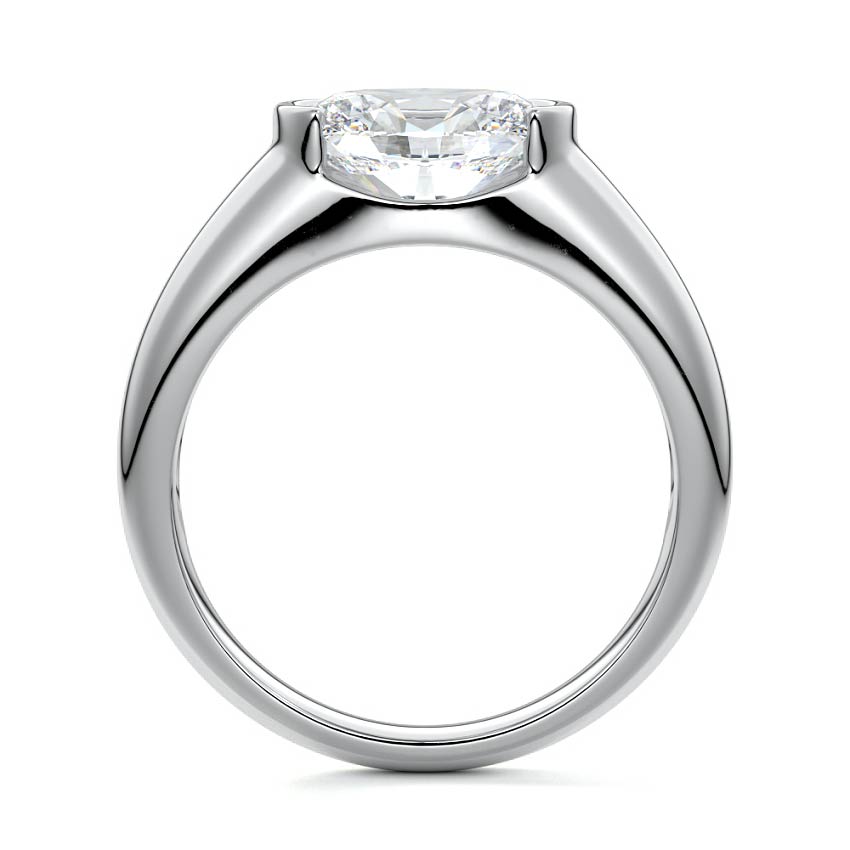 White gold Oval Diamond Solitaire Engagement Ring with Bezel-Inspired Setting