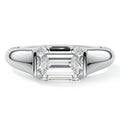 White gold Emerald Diamond Solitaire Engagement Ring with Bezel-Inspired Setting