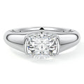 White gold Cushion Diamond Solitaire Engagement Ring with Bezel-Inspired Setting