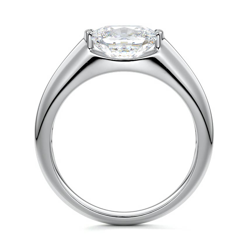 White gold Cushion Diamond Solitaire Engagement Ring with Bezel-Inspired Setting