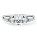 Platinum Marquise Diamond Solitaire Engagement Ring with Bezel-Inspired Setting