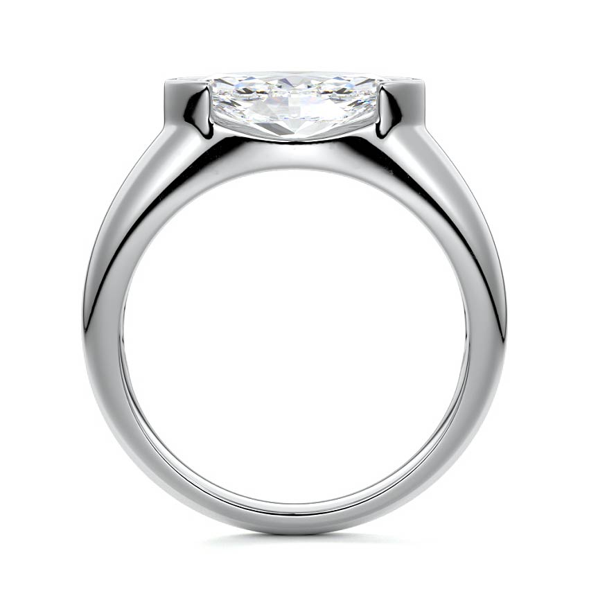 Platinum Marquise Diamond Solitaire Engagement Ring with Bezel-Inspired Setting