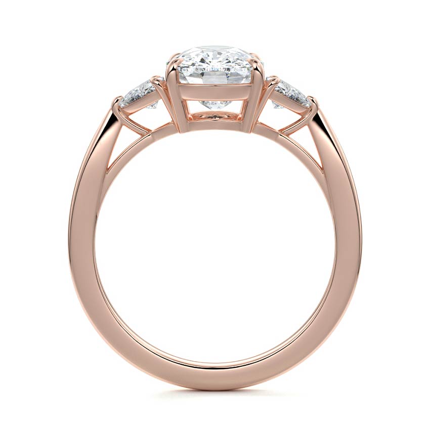Rose gold Three-Stone Cushion Diamond Ring with Trillion Side Stones