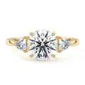 Yellow gold Three-Stone Round Diamond Ring with Trillion Side Stones