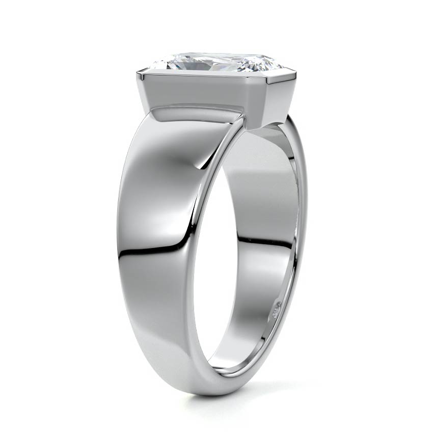 White gold Radiant Diamond Solitaire Engagement Ring