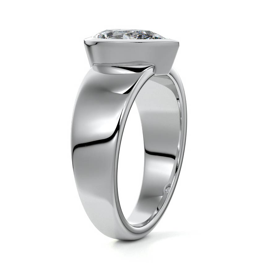 Silver Pear Diamond Solitaire Engagement Ring