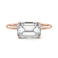 Rose gold Emerald Diamond Solitaire Engagement Ring with Four-Prong Setting