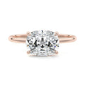 Rose gold Cushion Diamond Solitaire Engagement Ring with Four-Prong Setting