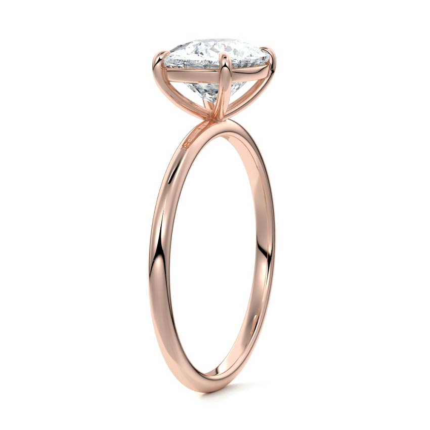 Rose gold Cushion Diamond Solitaire Engagement Ring with Four-Prong Setting