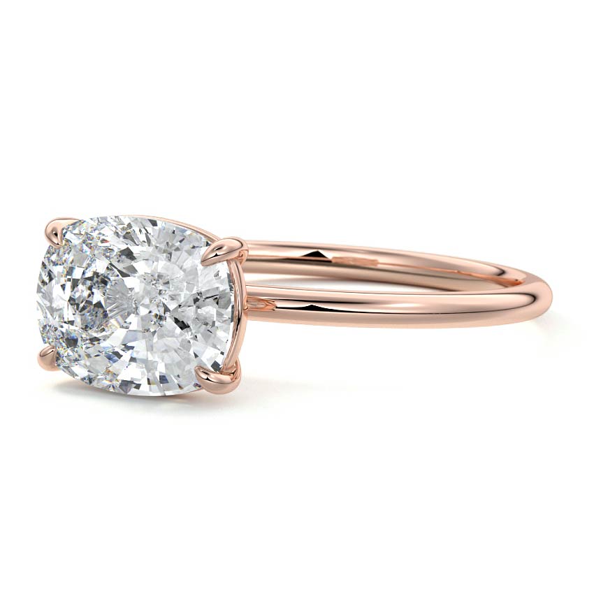 Rose gold Cushion Diamond Solitaire Engagement Ring with Four-Prong Setting