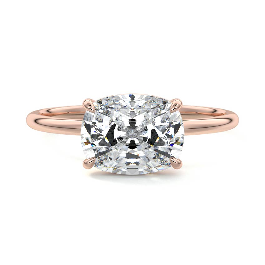 Rose gold Cushion Diamond Solitaire Engagement Ring with Four-Prong Setting