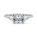 Silver Marquise Diamond Solitaire Engagement Ring with Four-Prong Setting