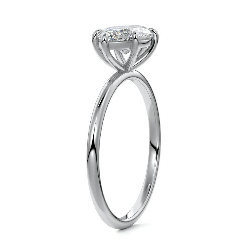 Silver Marquise Diamond Solitaire Engagement Ring with Four-Prong Setting