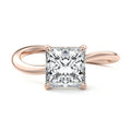 Rose gold Princess Diamond Hidden Halo Twist Solitaire Ring