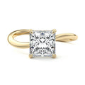 Yellow gold Princess Diamond Hidden Halo Twist Solitaire Ring