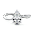 Silver Pear Diamond Hidden Halo Twist Solitaire Ring