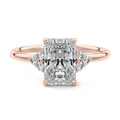 Rose gold Radiant Diamond Side Stone Engagement Ring