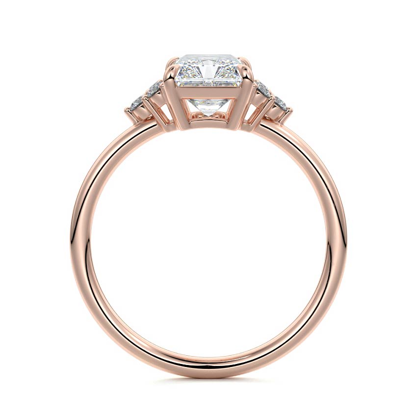 Rose gold Radiant Diamond Side Stone Engagement Ring