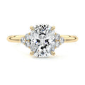 Yellow gold Cushion Diamond Side Stone Engagement Ring