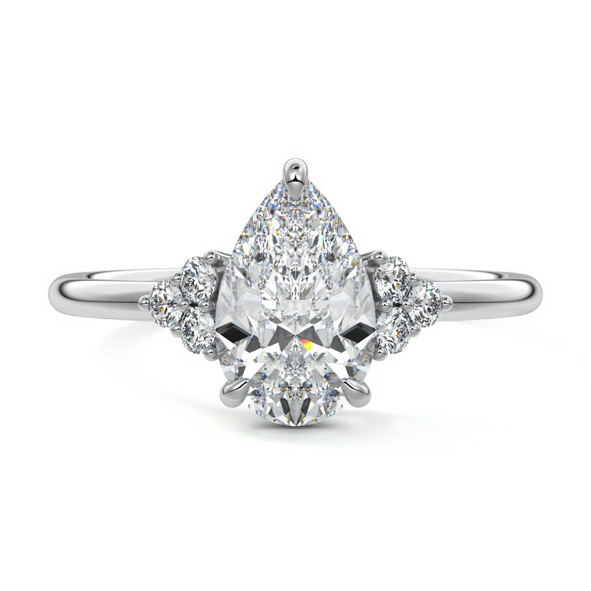 Platinum Pear Diamond Side Stone Engagement Ring