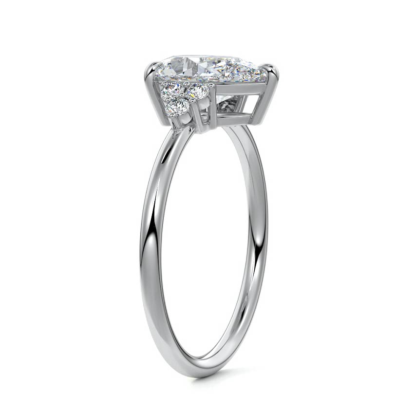 Platinum Pear Diamond Side Stone Engagement Ring