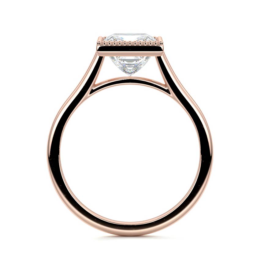 Rose gold Princess Diamond Solitaire Engagement Ring with Milgrain Bezel Setting