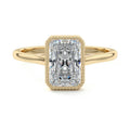 Yellow gold Radiant Diamond Solitaire Engagement Ring with Milgrain Bezel Setting