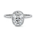 Silver Cushion Diamond Solitaire Engagement Ring with Milgrain Bezel Setting
