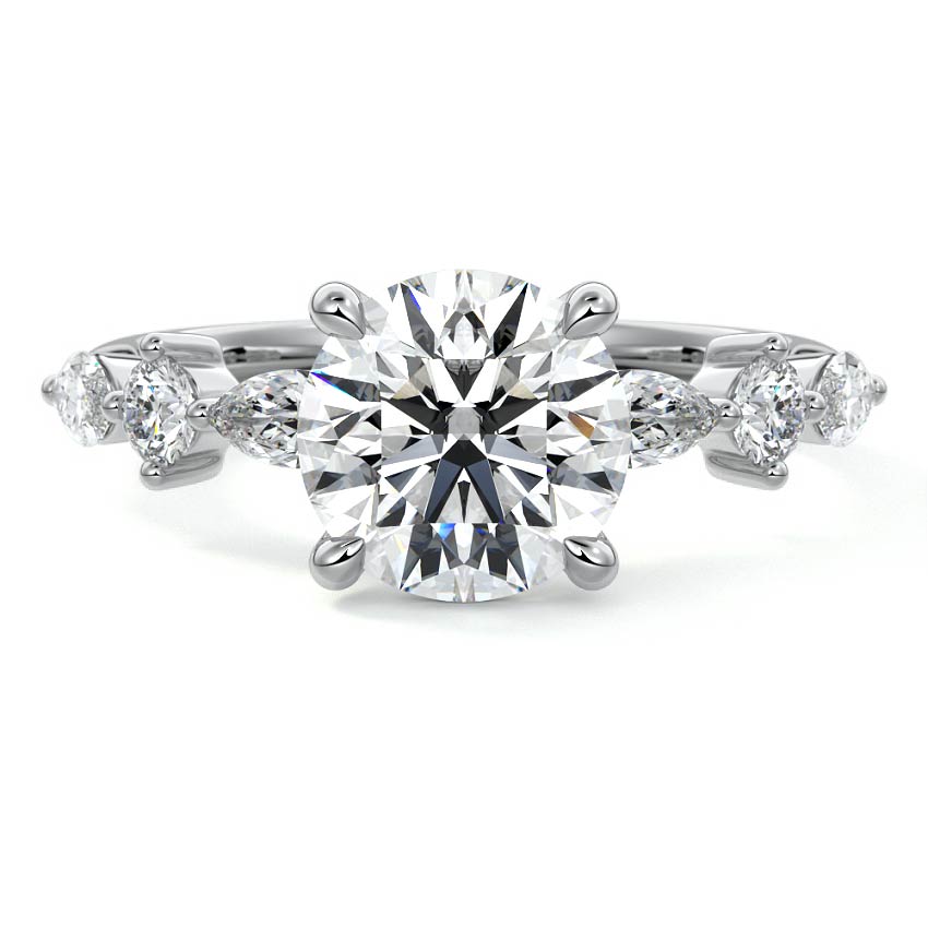 Silver Cushion Diamond Solitaire Engagement Ring with Milgrain Bezel Setting