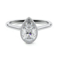 Platinum Pear Diamond Solitaire Engagement Ring with Milgrain Bezel Setting