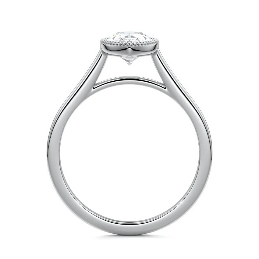 Platinum Pear Diamond Solitaire Engagement Ring with Milgrain Bezel Setting