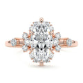 Rose gold Marquise Diamond Floral Cluster Side Stone Engagement Ring