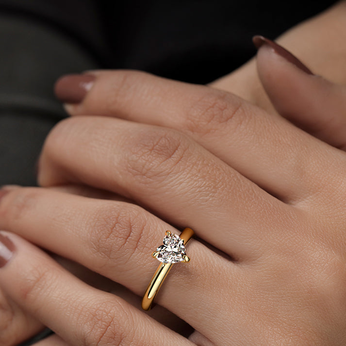 Yellow gold Heart Diamond Solitaire Engagement Ring
