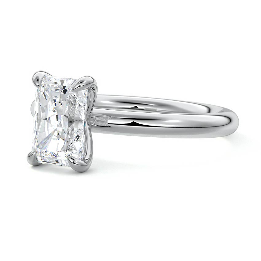 White gold Radiant Diamond Solitaire Engagement Ring