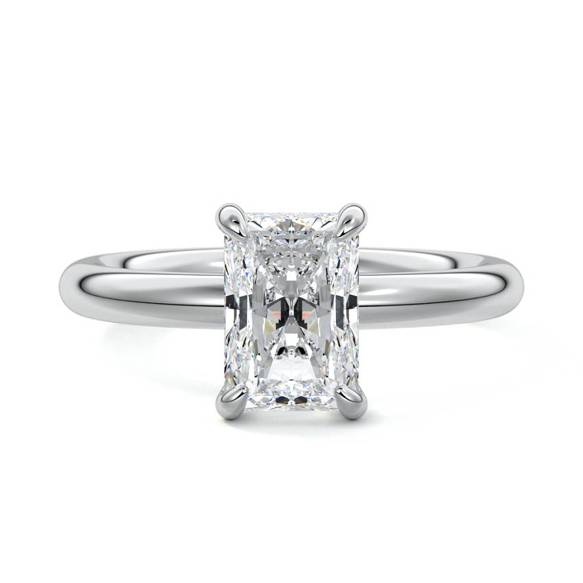 White gold Radiant Diamond Solitaire Engagement Ring