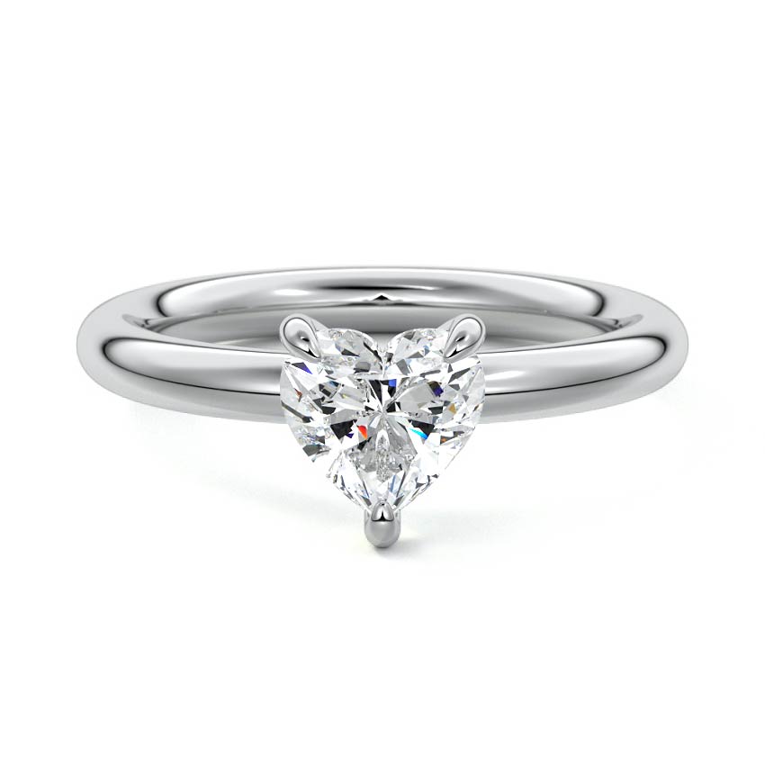 White gold Heart Diamond Solitaire Engagement Ring