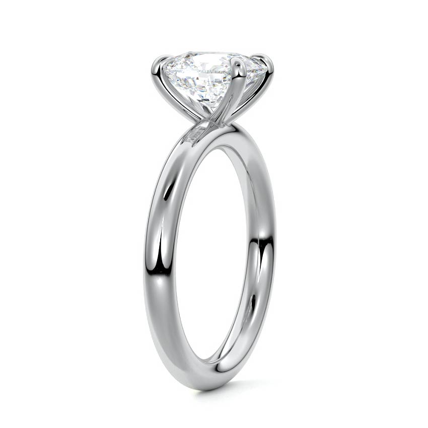 Silver Cushion Diamond Solitaire Engagement Ring