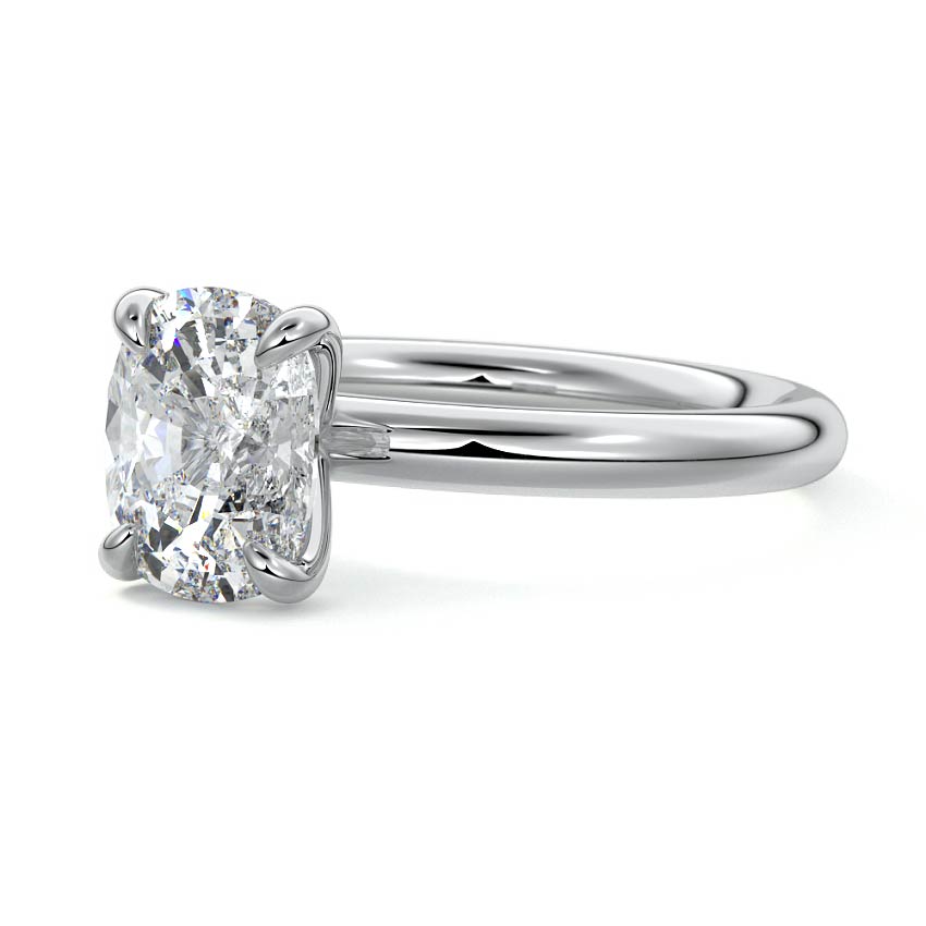 Silver Cushion Diamond Solitaire Engagement Ring
