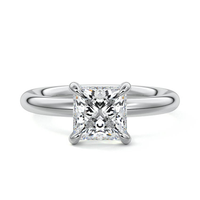 Silver Princess Diamond Solitaire Engagement Ring