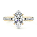 Yellow gold Marquise Diamond Engagement Ring with Hidden Halo and Side Stones