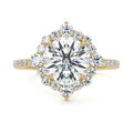 Yellow gold Round Diamond Engagement Ring with Halo and Pave Band