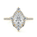 Yellow gold Pear Diamond Engagement Ring with Halo and Pave Band