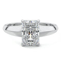 Silver Radiant Diamond Solitaire Engagement Ring