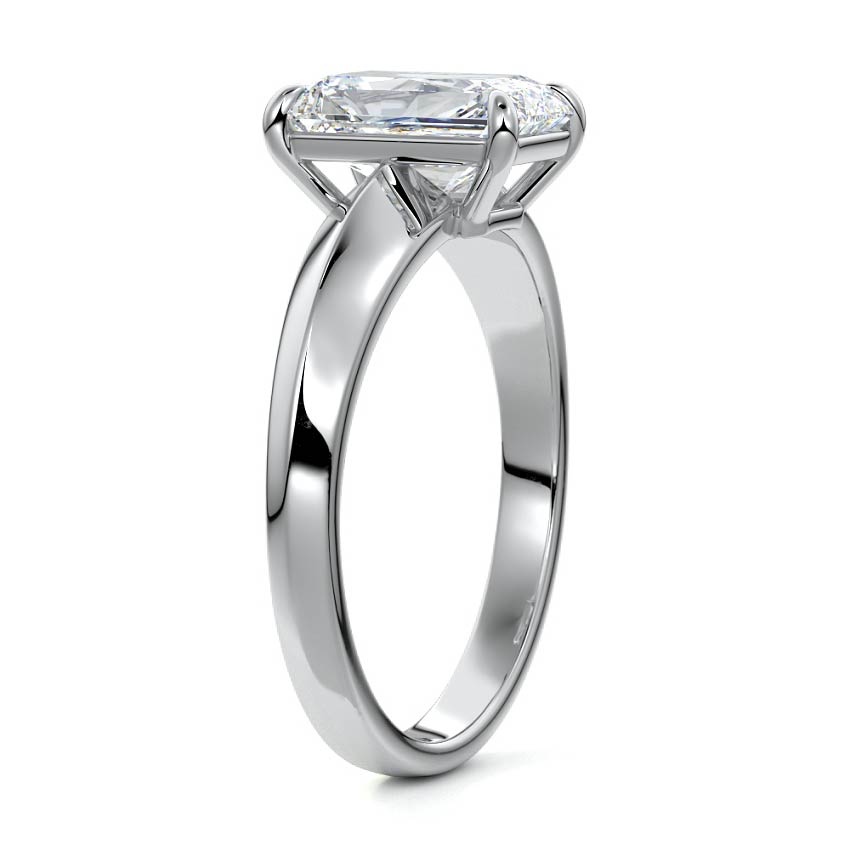 Silver Radiant Diamond Solitaire Engagement Ring