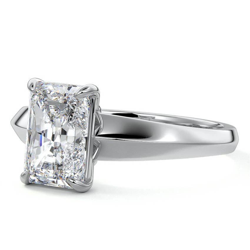 Silver Radiant Diamond Solitaire Engagement Ring