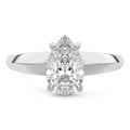 Silver Pear Diamond Solitaire Engagement Ring