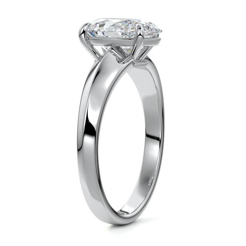 Silver Pear Diamond Solitaire Engagement Ring