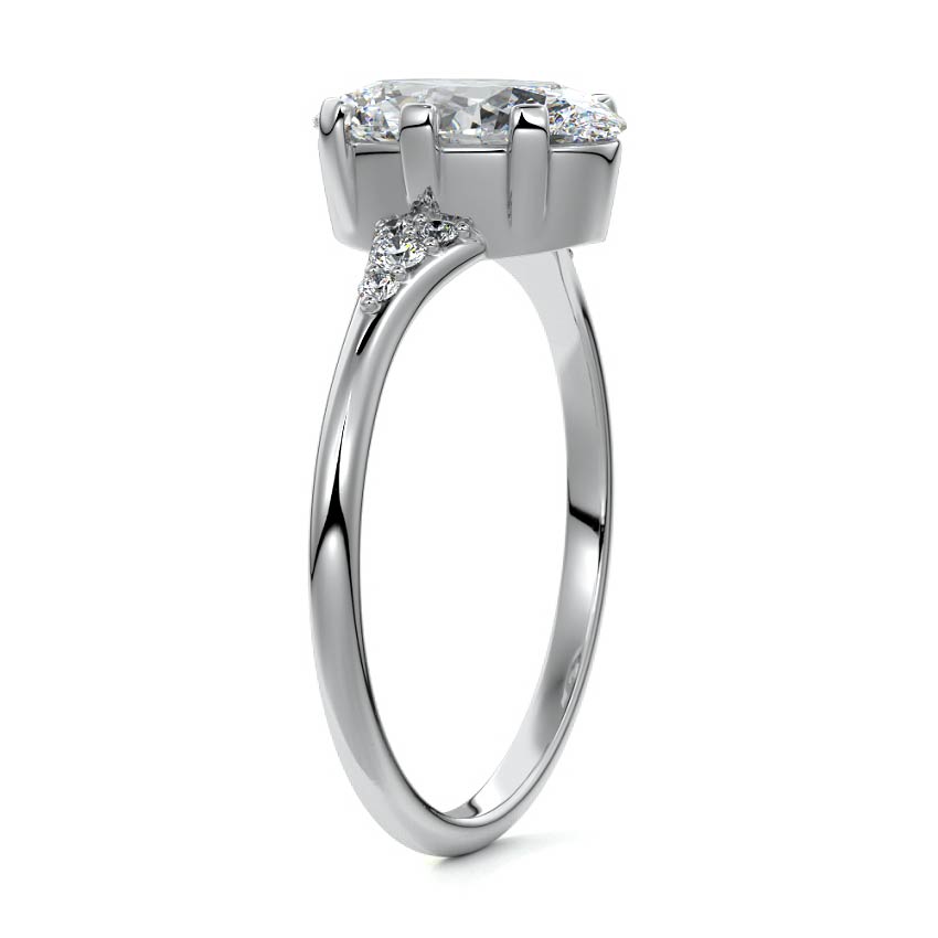 White gold Oval Diamond Engagement Ring with Side Stone Accents and Prong Setting